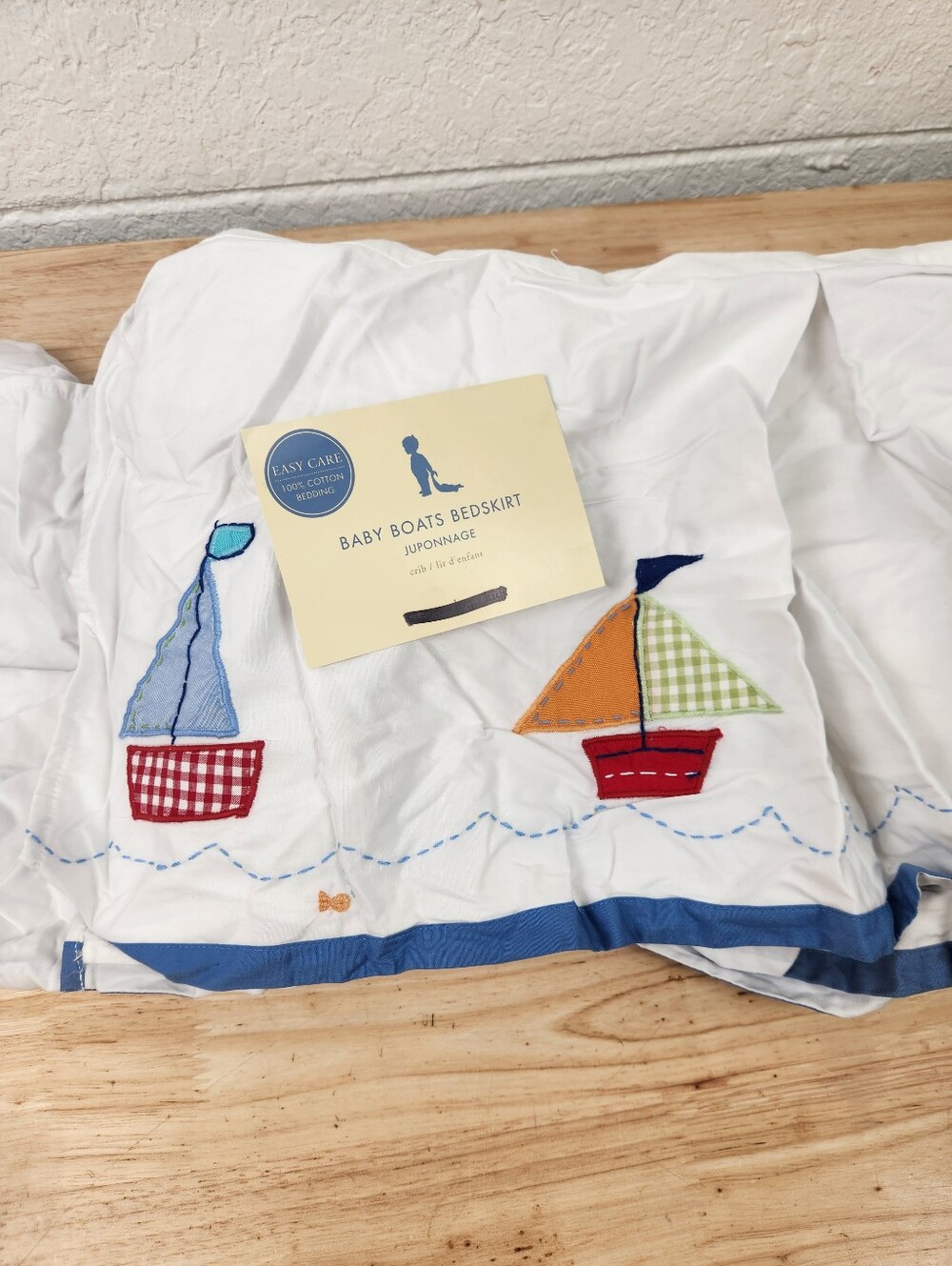 Pottery Barn Kids Baby BoatsCrib Bed Skirt Blue 28"x52" 100% Cotton NOS Nautical